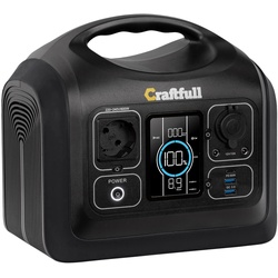 Craftfull Powerstation Adventure CP-600, 595 Wh, 600 Watt, tragbar, Lithium-Akku, Steckdose, USB (Schwarz)
