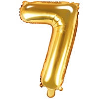Folienballon Zahl 7 gold 86 cm Heliumballon groß Zahlenballon XXL für Helium/Luftfüllung inkl Strohhalm Party Dekoration Geburtstag Jahrestag Jubiläum