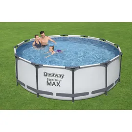 BESTWAY Steel Pro Max Frame Pool  Set 366 x 100 cm lichtgrau inkl. Filterpumpe