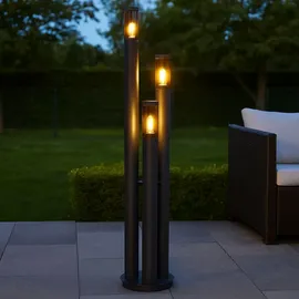 GLOBO Led Außenlampe Standleuchte Wegeleuchten Außen Edelstahl Gartenleuchte Groß für draußen, anthrazit rauch, 3x 7w 3x 630lm warmweiß, Dxh 28x170 cm