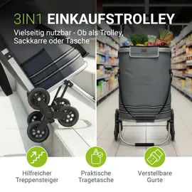 Juskys 3in1 Einkaufstrolley Treppensteiger Grau
