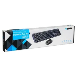 iBox DESKTOP KIT PRO, Tastatur Maus enthalten QWERTY, Schwarz, (IKMS606W)