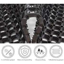 Andiamo "Gummi Ringmatte" Gr. 16, schwarz, B:60cm H:15mm L:80cm, Gummi, Teppiche, Fußmatte, Schmutzfangmatte, In- und Outdoor geeignet, besonders robust