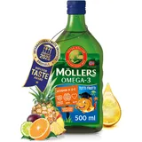Möller's Omega 3 Lebertran | Nordic omega 3 kinder Nahrungsergänzung mit EPA, DHA, Vitamin A, D und E | Hochreiner natürlicher Lebertran | 165 Jahre alte Marke | Tutti Frutti | 500 ML