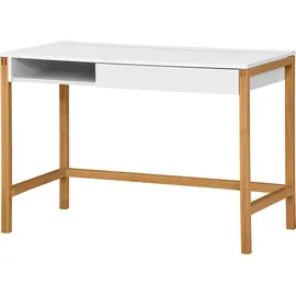 WoodMan Schreibtisch WOODMAN "Northgate", weiß (weiß, eichenfarben, weiß), B:112cm H:76cm T:60cm, Tische, Schreibtisch, im skandinavian Design, Breite 112 cm, FSC-zertifiziert
