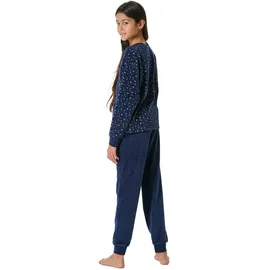 SCHIESSER Mädchen Schlafanzug, lang - Teens, Velour, Pyjama Set Dunkelblau 176