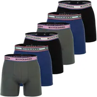 Scotch & Soda Boxershorts Solid Cotton Stretch Schwarz/Grün S 6er Pack