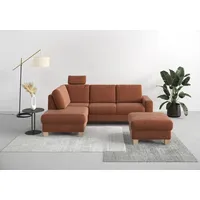 Ecksofa HOME AFFAIRE "Summer L-Form", rosa (kupfer), B:236cm H:91cm T:170cm, 95% Polyester, 5% Polyamid, Sofas, Ecksofa, mit Ottomane, wahlweise mit Bettfunktion und Bettkasten, Cord-Bezug