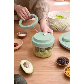 Brabantia TASTY+ Manueller Lebensmittelzerkleinerer | Handbetriebener Minizerkleinerer mit Edelstahlklingen | Zerkleinern und Verquirlen | Kompaktes Küchenwerkzeug | Jade Green