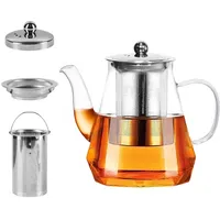 1000ml Teekanne aus Glas mit abnehmbarem Edelstahlsieb Hitzebeständige, tropffreie Teekanne für losen Blatt-Tee Teekocher aus Borosilikatglas für duftenden Tee und Fruchtgetränke