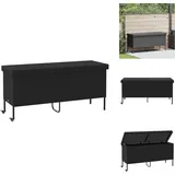 Gartentruhe mit Rollen Schwarz 160x55x75 cm Poly Rattan - Gartentruhe - Gartentruhen - Garten Auflagenbox - Auflagenbox
