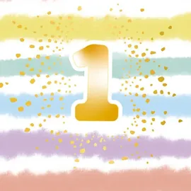 Amscan 16 Servietten 1. Geburtstag Regenbogen
