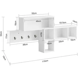 SoBuy Wandgarderobe FHK17 Weiß