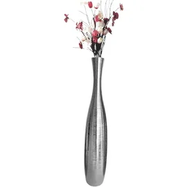 trends for living Edelste Deko-Bodenvase – Hohe Keramikvase für Pampasgras & Dekozweige - stabil, luxuriös, 50-90 cm höhe in Weiß, Schwarz, Grau, Silber und Gold(Silber, 90x14cm)