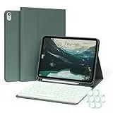 JKSML Tastatur Hülle für iPad (A16) 11 Zoll 2025 & iPad 10 Generation 10,9 Zoll 2022-7 Farbige Beleuchtete Bluetooth Tastatur, QWERTZ Layout, Soft TPU Rückseite Hülle für Büro/Uni (Dunkelgrün)