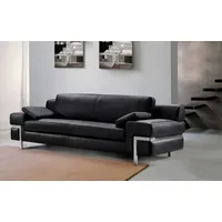 Salottini 3-Sitzer 3er Sofa Bormio XL 3-Sitzer Leder Couch Ledersofa, Edelstahl schwarz