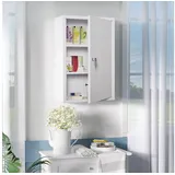 furnicato Medizinschrank Medikamentenschrank Weiß 40B x 18T x 60H cm mit 2 (1-St) Wasserbeständige Arzneischrank-Box mit 3 Regalen für die Wandmontage weiß