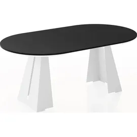 WFL GROUP Esstisch Schwarz, Holzwerkstoff, 10-Sitzer, Rund,Rund, 120x76x120 cm, Esszimmer Tische, Esstische