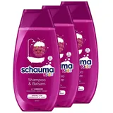 Schauma Schwarzkopf Kids Shampoo & Balsam Himbeere (3x 250 ml), Kinder Shampoo entwirrt das Haar für leichtere Kämmbarkeit, mit mildem & frischem Duft