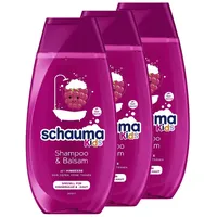 Schauma Schwarzkopf Kids Shampoo & Balsam Himbeere (3x 250 ml), Kinder Shampoo entwirrt das Haar für leichtere Kämmbarkeit, mit mildem & frischem Duft