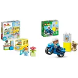 LEGO DUPLO Die Busfahrt Set, Bus-Spielzeug zum Aufbau sozialer Fähigkeiten & DUPLO Polizeimotorrad, Polizei-Spielzeug für Kleinkinder ab 2 Jahre