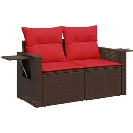 vidaXL Gartensofa-Set mit Kissen, braun, Polyrattan