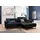 KAWOLA Sofa YORK Leder Life-line schwarz Recamiere rechts Fuß Metall Chrom matt - Schwarz