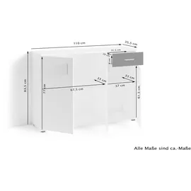 byLIVING Jakob 110 x 83,5 x 35,5 cm Old Wood (Altholz-Optik) / Anthrazit