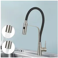 Nettlife Küchenarmatur Hochdruck Ausziehbar Küche mit Brause Schwarz Spültischarmatur (Mischbatterie) Wassersparenden, Herausziehbare Brause, Flexibler Design, 360° drehbar schwarz