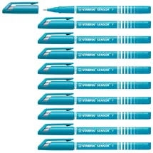 Stabilo - Fineliner mit gefederter Spitze - SENSOR F - fein - 10er Pack - türkis