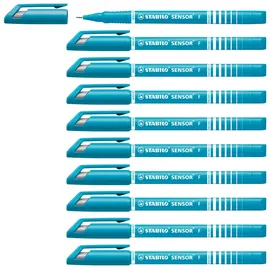 Stabilo - Fineliner mit gefederter Spitze - SENSOR F - fein - 10er Pack - türkis