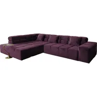 KAWOLA Sofa NEVADA Ecksofa Velvet purple Recamiere links mit motorischem Sitzvorzug