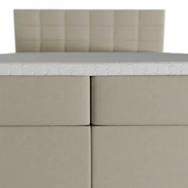 Juskys Boxspringbett Seattle - Malmo-Stoff, komfortable Einstiegshöhe - Beige