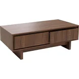 MCW Couchtisch MCW-O33, Sofatisch Wohnzimmertisch Beistelltisch, 2 Schubladen 2 Fächer, Melamin 40x120x60cm ~ braun