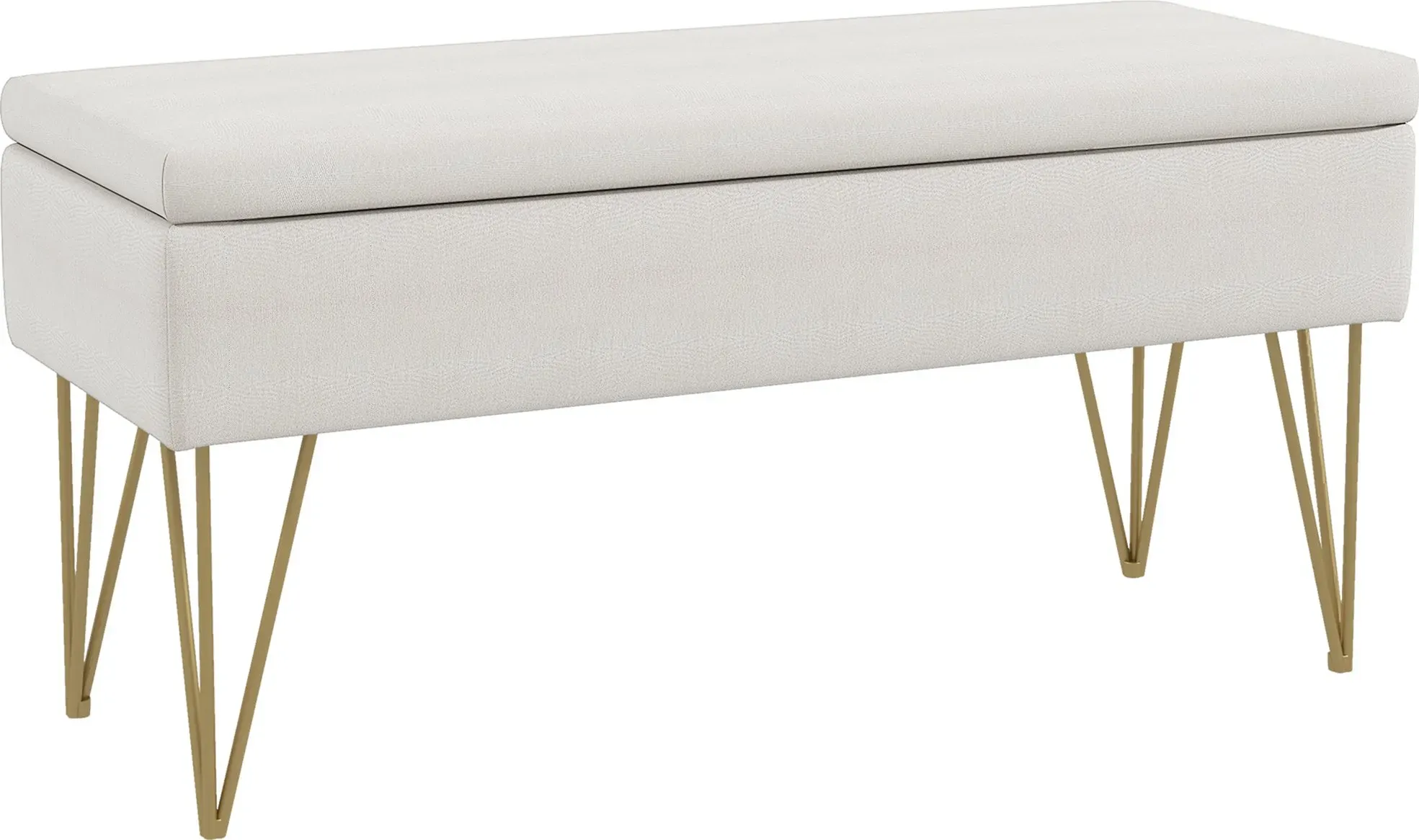 HOMCOM Sitzbank Polsterbank mit Stauraum, Leinenoptik, Bettbank mit Stahlbeine, für Schlafzimmer, Wohnzimmer, Flur, 100 x 40 x 49 cm, Creme   Aosom