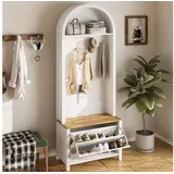 stilvora Garderobe-Set Sitzbank 75x35x195 cm Weiß/Gold