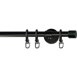 Gardinenstange GARESA "RUSTIKA", schwarz, L:120cm Ø:16mm, Metall, Gardinenstangen, rustikale Vorhanggarnitur, verlängerbar, m. Ringe, Endkappe