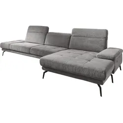 Ecksofa DIE PLANBAR "MP-IN20126 L-Form", grau, B:328cm H:82cm T:190cm, 100% Polyester, Sofas, mit Kopfteilverstellung, optional Sitztiefen- & Armteilverstellung