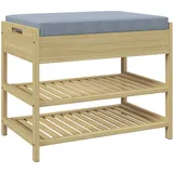 Homcom Sitzbank mit 2 Etagen Schublade für 4 Paar Schuhe Bambus Natur 55 x 35 x 46cm