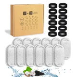 Fiabgum Katzenbrunnen Filter, 24Pcs Tück Ersatzfilter Für Trinkbrunnen, 12 Stück Kohlefilter Und 12 Stück Schaumfilter, Trinkbrunnen Katzen Ersatzfilter Für Edelstahl Trinkbrunnen Für Katzen Und Hunde