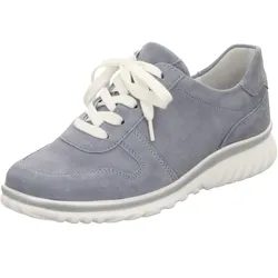 Semler Damen Schnürschuh bequem Samt-Chevro in blau