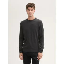 Tom Tailor 1038426 Basic Knit Pullover Black Grey Melange XL