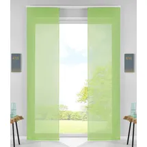 Gardinenbox 2er Set Schiebegardinen Flächenvorhänge Vorhang Gardine Schiebe HxB 245x60 cm Apfelgrün Komplett mit Paneelwagen Beschwerungsstange, 85589N2