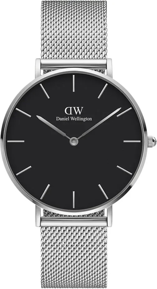 DANIEL WELLINGTON - PETITE STERLING silber-schwarz-mesh / 36mm