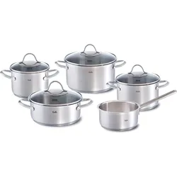 Topf-Set FISSLER "Palermo", silber (silberfarben), Töpfe, geeignet für Induktion, breiter Schüttrand