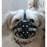 L&J, Maulkorb für Hund / Haustier, ideal für Möpse und andere Hunde mit kurzer Schnauze, Leder