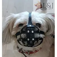 L&J, Maulkorb für Hund / Haustier, ideal für Möpse und andere Hunde mit kurzer Schnauze, Leder