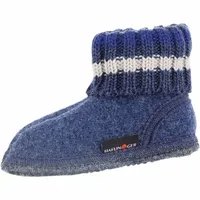 Haflinger Paul Damen, Herren Schurwoll Hausschuhe Hüttenschuhe jeans - Blau 44