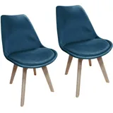 Stuhl Atlanta Velvet Blau Esszimmerstuhl Samtbezug Holzfüße HTI-Living