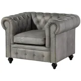 MASSIVMOEBEL24.DE Sessel Echtleder 105x82x75 grau CHESTERFIELD #202 - 2 Jahre Gewährleistung - mind. 14 Tage Rückgaberecht - Grau